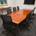 10ft Medium Maple Boardroom Table w/ Power Grommets, Chrome Legs